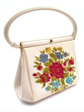 Vintage An Ambassador Original 1960s Floral Chenille Tapestry Purse Handbag